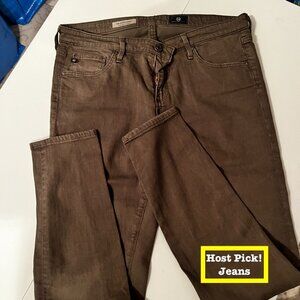 Adriano Goldschmied Super Skinny Ankle‎ Olive Colored Jeans- Size 30R